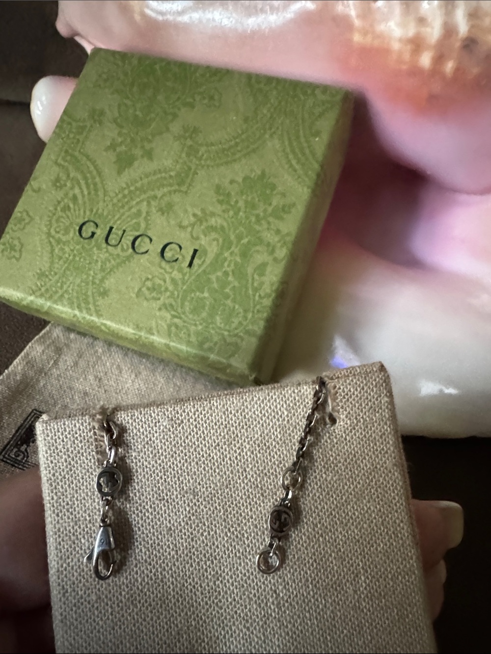 Gucci Silver Chain Necklace with Blue Heart Pendant W Dusty & Box Good Condition - Picture 4 of 7